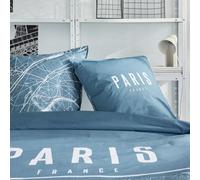 Parure De Lit Imprimé Graphique Coton 220x240cm Bleu