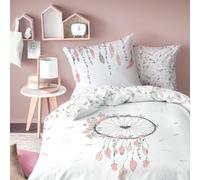 Parure de lit imprimée 100% coton, attrape coeur blanc 220X240 63X63