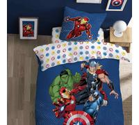 Parure De Lit Imprimée 100% Coton, Avengers Home Team Bleu 140X200 63X63