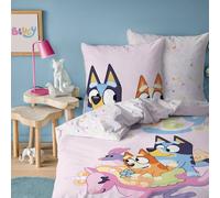 Parure de lit imprimée 100% coton, bluey colorful rose 140X200 63X63