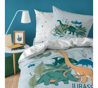 Parure de lit imprimée 100% coton, dino jungle gris 140X200 63X63