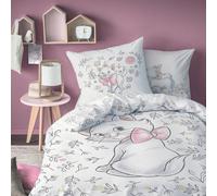 Disney Les ARISTOCHATS Love Parure de Lit Fille 140x200 cm | 100% Coton | Oeko-TEX | Housse de Couette Enfant 1 Personne 140x200 cm + 1 Taie d'oreiller 63x63 cm Imprimées Reversibles | Blanc