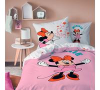 Parure De Lit Imprimée 100% Coton, Disney Home Minnie Happy Rose 140X200 63X63