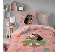 Parure De Lit Imprimée 100% Coton, Disney Home Vaiana Fleur Rose 140X200 63X63