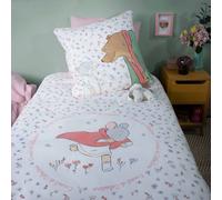 Parure de lit imprimée 100% coton, ernest et celestine jardin blanc 140X200 63X63