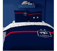 Parure de lit imprimée 100% Coton - FFF CHALLENGE - Bleu - 240x220 + 2 taies 63x63cm