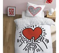 Red Love Parure de lit Enfant | 100% Coton | Oeko-TEX | Housse de Couette 140x200cm + Taie d'oreiller 63x63cm | Imprimé Mixte | Blanc
