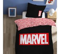 Parure de lit imprimée 100% coton, marvel home identity noir, rouge 140X200 63X63