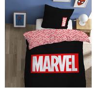 Parure de lit imprimée 100% Coton - MARVEL IDENTITY - Noir - 140x200+63x63cm