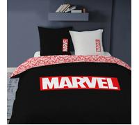 Parure de lit imprimée 100% Coton - MARVEL IDENTITY - Noir - 240x220 + 2 taies 63x63cm