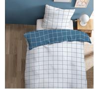 Parure de lit imprimée 100% coton - MATT & ROSE - OCEAN CHECKS - Bleu - 135x200+80x80cm