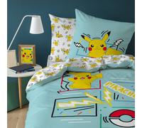 Parure De Lit Imprimée 100% Coton, Pokemon Animation Bleu Ciel 140X200 63X63