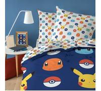 Parure de lit imprimée 100% coton - POKEMON BADGES - 140x200 cm