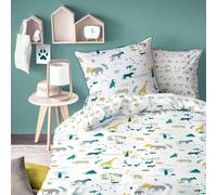 Parure de lit imprimée 100% coton, safari blanc 140X200 63X63