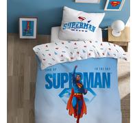 Parure De Lit Imprimée 100% Coton, Superman Bleu/rouge 140X200 63X63