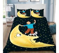 Parure De Lit Imprimee 3d Avec Housse De Couette Et Taie D'oreiller Motif Tintin
