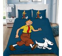 Parure De Lit Imprimee 3d Avec Housse De Couette Et Taie D'oreiller Motif Tintin