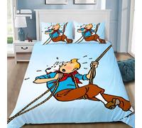 Parure De Lit Imprimee 3d Avec Housse De Couette Et Taie D'oreiller Motif Tintin