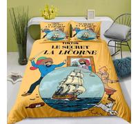 Parure De Lit Imprimee 3d Avec Housse De Couette Et Taie D'oreiller Motif Tintin