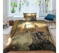 Parure De Lit Imprimée 3d Modern Warfare, Facile D'entretien, Avec Housse De Couette Et Taie D'oreiller, Fermeture Éclair, Motif Dessin Anime, 1 Piece