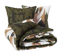 Parure de lit imprimée ""Arik"" en coton 240x220cm vert kaki - Atmosphera createur d'interieur