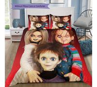 Parure De Lit Imprimee Chucky Tiffany Dolls - Housse De Couette + 2 Taies D'oreiller, Polyester, Fermeture Éclair, Decoration D'intérieur Toutes Saisons, Cadeau De Noël (1 Housse D