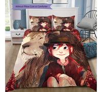 Parure De Lit Imprimee Dessin Anime Fille Rousse Et Lion, Housse De Couette Et Taie D'oreiller, Decoration D'intérieur, Decoration De Noël, Chambre À Coucher, 1 Housse De Couette +