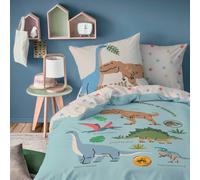 Parure De Lit Imprimée Dinosaures 100% Coton, Jurassic World Sicju Bleu 140X200 63X63