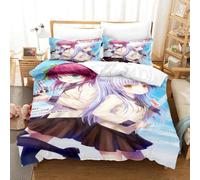 Parure De Lit Imprimee En 3d Avec Housse De Couette Et Taie D'oreiller Motif Angel Beats