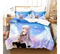 Parure De Lit Imprimee En 3d Avec Housse De Couette Et Taie D'oreiller Motif Angel Beats
