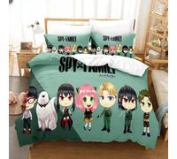 Parure De Lit Imprimee En 3d Avec Housse De Couette Et Taie D'oreiller, Motif Anime Spy×Family, Pour Lit Double, Queen Et King Size