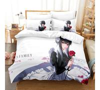 Parure De Lit Imprimee En 3d Avec Housse De Couette Et Taie D'oreiller, Motif Anime Spy×Family, Pour Lit Double, Queen Et King Size