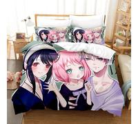 Parure De Lit Imprimee En 3d Avec Housse De Couette Et Taie D'oreiller, Motif Anime Spy×Family, Pour Lit Double, Queen Et King Size