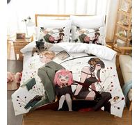 Parure De Lit Imprimee En 3d Avec Housse De Couette Et Taie D'oreiller, Motif Anime Spy×Family, Pour Lit Double, Queen Et King Size