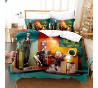 Parure De Lit Imprimee En 3d Avec Housse De Couette Et Taie D'oreiller, Motif Anime Spy×Family, Pour Lit Double, Queen Et King Size