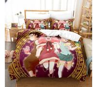 Parure De Lit Imprimee En 3d Avec Housse De Couette Et Taie D'oreiller, Motif Anime Spy×Family, Pour Lit Double, Queen Et King Size