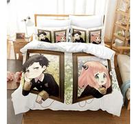 Parure De Lit Imprimee En 3d Avec Housse De Couette Et Taie D'oreiller, Motif Anime Spy×Family, Pour Lit Double, Queen Et King Size