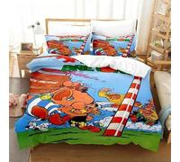 Parure De Lit Imprimee En 3d Avec Housse De Couette Et Taie D'oreiller, Motif Héros Gaulois Astérix, Pour Garcon S Et Filles, Taille Double, Queen Et King Size