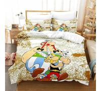 Parure De Lit Imprimee En 3d Avec Housse De Couette Et Taie D'oreiller, Motif Héros Gaulois Astérix, Pour Garcon S Et Filles, Taille Double, Queen Et King Size
