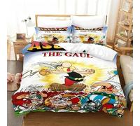 Parure De Lit Imprimee En 3d Avec Housse De Couette Et Taie D'oreiller, Motif Héros Gaulois Astérix, Pour Garcon S Et Filles, Taille Double, Queen Et King Size