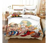 Parure De Lit Imprimee En 3d Avec Housse De Couette Et Taie D'oreiller, Motif Héros Gaulois Astérix, Pour Garcon S Et Filles, Taille Double, Queen Et King Size