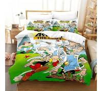 Parure De Lit Imprimee En 3d Avec Housse De Couette Et Taie D'oreiller, Motif Héros Gaulois Astérix, Pour Garcon S Et Filles, Taille Double, Queen Et King Size
