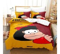Parure De Lit Imprimee En 3d Avec Housse De Couette Et Taie D'oreiller Pour Lit Double, Queen Et Queen Size, Motif Dessin Anime Mafalda, Pour Garçons Et Filles
