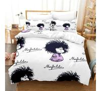 Parure De Lit Imprimee En 3d Avec Housse De Couette Et Taie D'oreiller Pour Lit Double, Queen Et Queen Size, Motif Dessin Anime Mafalda, Pour Garçons Et Filles