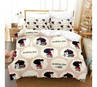 Parure De Lit Imprimee En 3d Avec Housse De Couette Et Taie D'oreiller Pour Lit Double, Queen Et Queen Size, Motif Dessin Anime Mafalda, Pour Garçons Et Filles