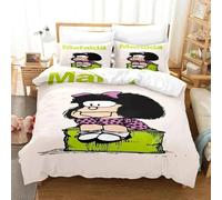 Parure De Lit Imprimee En 3d Avec Housse De Couette Et Taie D'oreiller Pour Lit Double, Queen Et Queen Size, Motif Dessin Anime Mafalda, Pour Garçons Et Filles