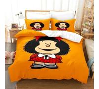 Parure De Lit Imprimee En 3d Avec Housse De Couette Et Taie D'oreiller Pour Lit Double, Queen Et Queen Size, Motif Dessin Anime Mafalda, Pour Garçons Et Filles