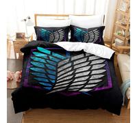 Parure De Lit Imprimée En 3d Avec Housse De Couette Et Taies D'oreiller Motif Anime Attack On Titan (Taille King/Queen) (Simple)