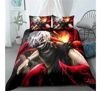 Parure De Lit Imprimee En 3d Avec Housse De Couette Et Taies D'oreiller, Motif Anime Tokyo Ghoul