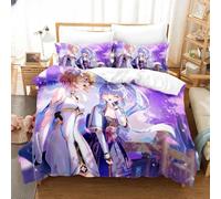 Parure De Lit Imprimee En 3d Genshin Impact Lumine, Housse De Couette, Motif Dessin Anime, Pour Lit Double Ou Double, Personnalisable, Linge De Maison